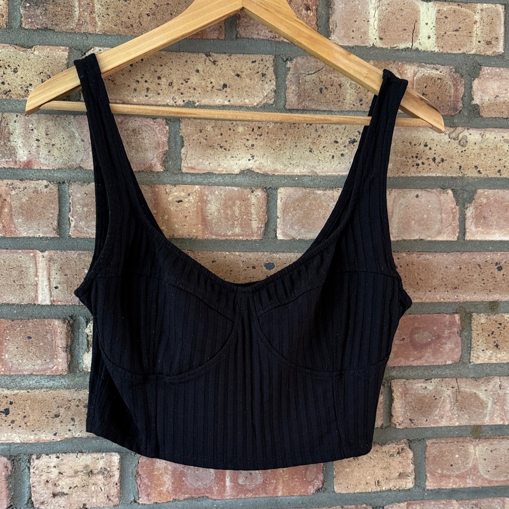 H&M Black Ribbed Crop Tank